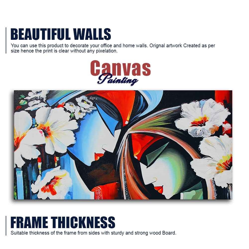 Canvas Wall Painting of Lord Radha Krishna Abstract Pattern - Decor Smart