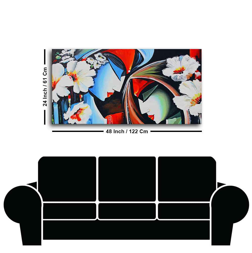 Canvas Wall Painting of Lord Radha Krishna Abstract Pattern - Decor Smart