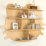 Cat Shape Backlit Designer Wooden Wall Shelf / Book Shelf / Night Light, Oak Finish - Decor Smart