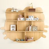 Cat Shape Backlit Designer Wooden Wall Shelf / Book Shelf / Night Light, Oak Finish - Decor Smart
