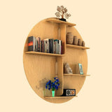 Circle Shape Backlit Designer Wooden Wall Shelf / Book Shelf / Night Light, Oak Finish - Decor Smart
