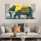 Classic and Royal Elephant with Golden Tusks wall Painting - Decor Smart