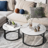 Classic Black Round Coffee Table Set of 2 - Decor Smart