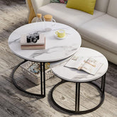 Classic Black Round Coffee Table Set of 2 - Decor Smart