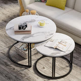 Classic Black Round Coffee Table Set of 2 - Decor Smart