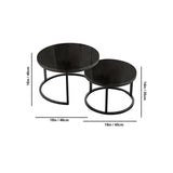 Classic Black with Black Metallic Finish Round Coffee Table Set of 2 - Decor Smart