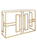 Classic Console Table with White Marble in Golden Metal Finish - Decor Smart