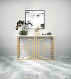 Classic Console Table with White Marble in Golden Metal Finish - Decor Smart