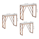 Classic Design Console Table White Rectangular Shape with Copper Metal Finish - Decor Smart