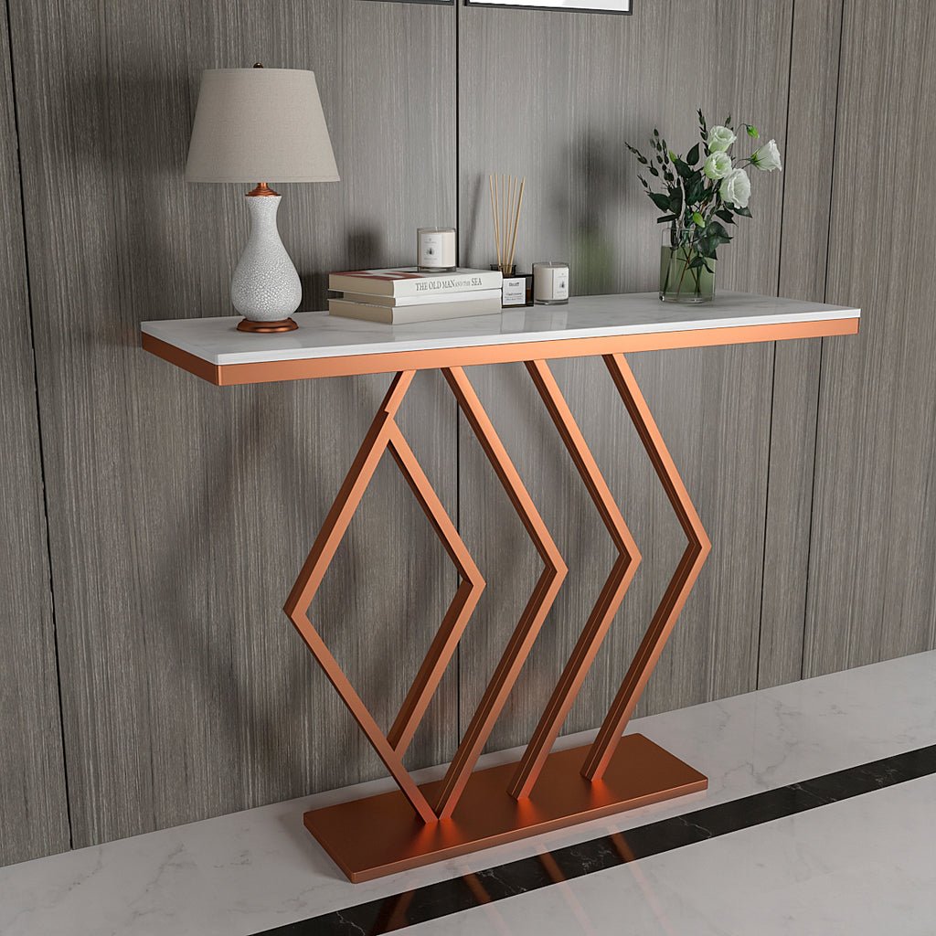 Classic Design Copper Console Table in Geometric Pattern - Decor Smart