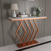 Classic Design Copper Console Table in Geometric Pattern - Decor Smart