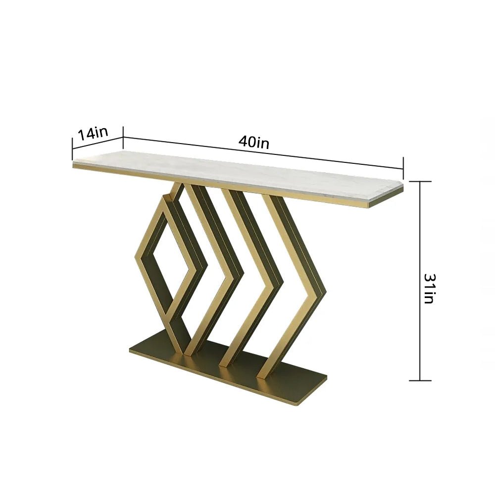 Classic Design Golden Console Table in Geometric Pattern - Decor Smart