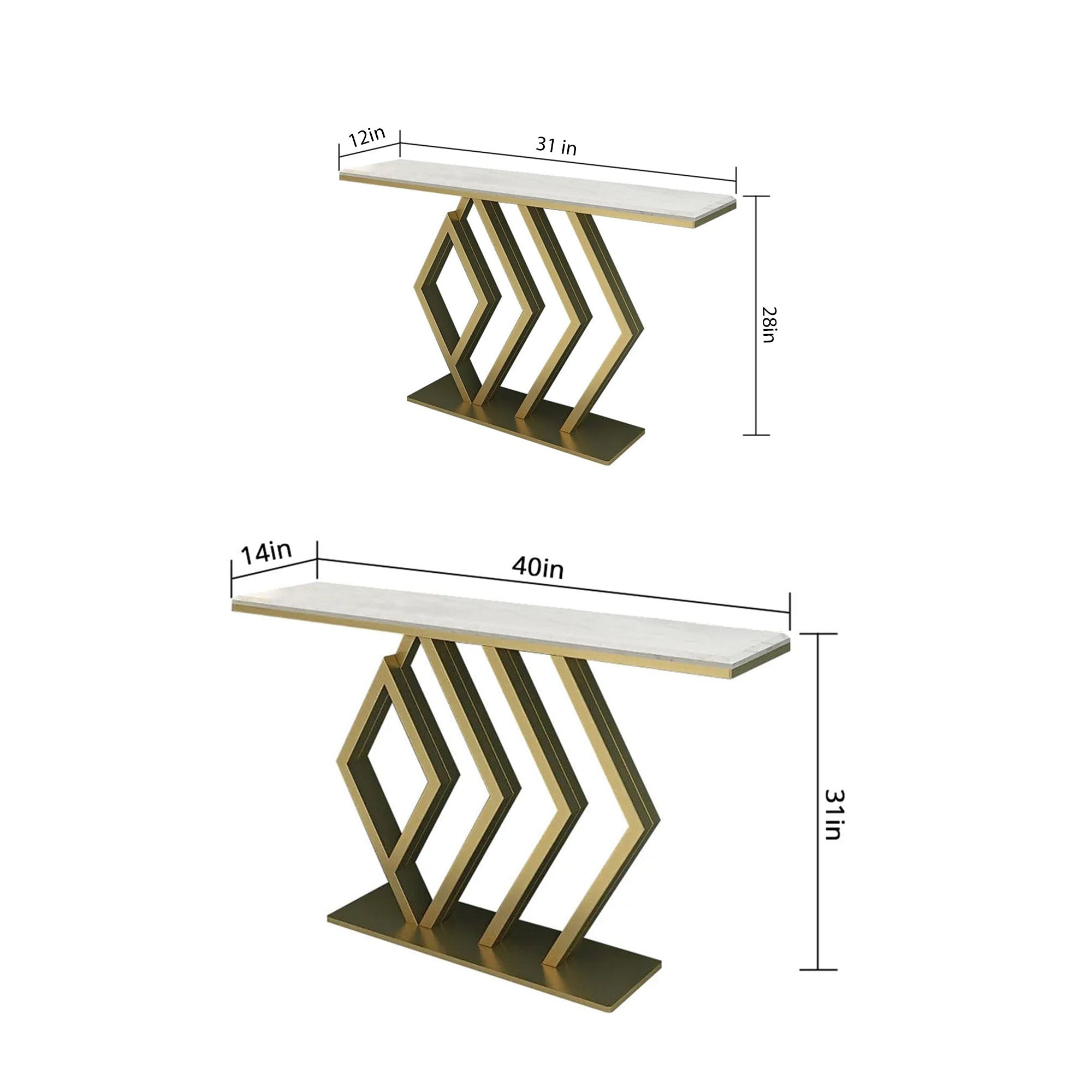 Classic Design Golden Console Table in Geometric Pattern - Decor Smart