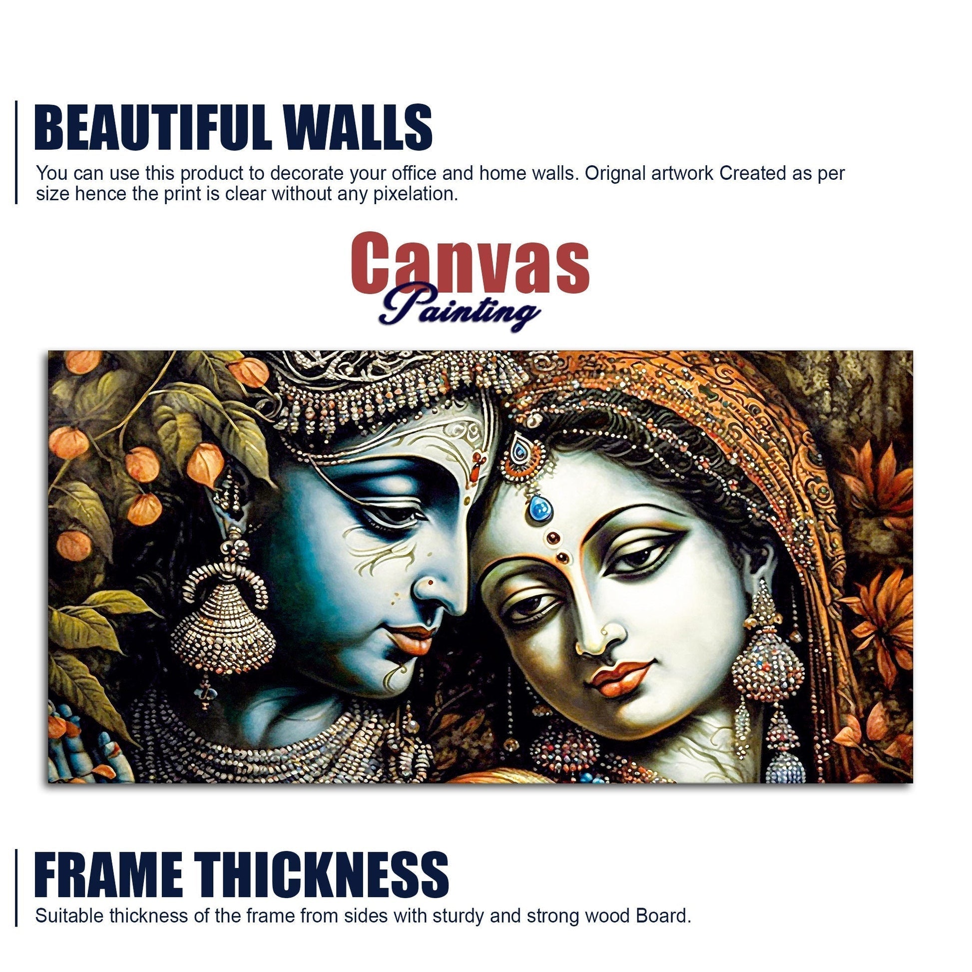 Classic Lord Radha Rani and krishna Canvas Wall Painting - Decor Smart