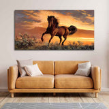 Classic Premium Quality Wall Painting of Brown Horse in Sunset - Decor Smart