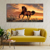 Classic Premium Quality Wall Painting of Brown Horse in Sunset - Decor Smart