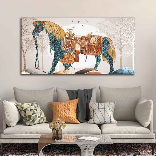 Patterned Horse Wall Art – Classic Premium Painting by Decor Smart