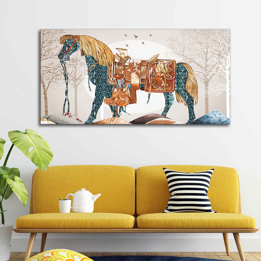 Patterned Horse Wall Art – Classic Premium Painting by Decor Smart