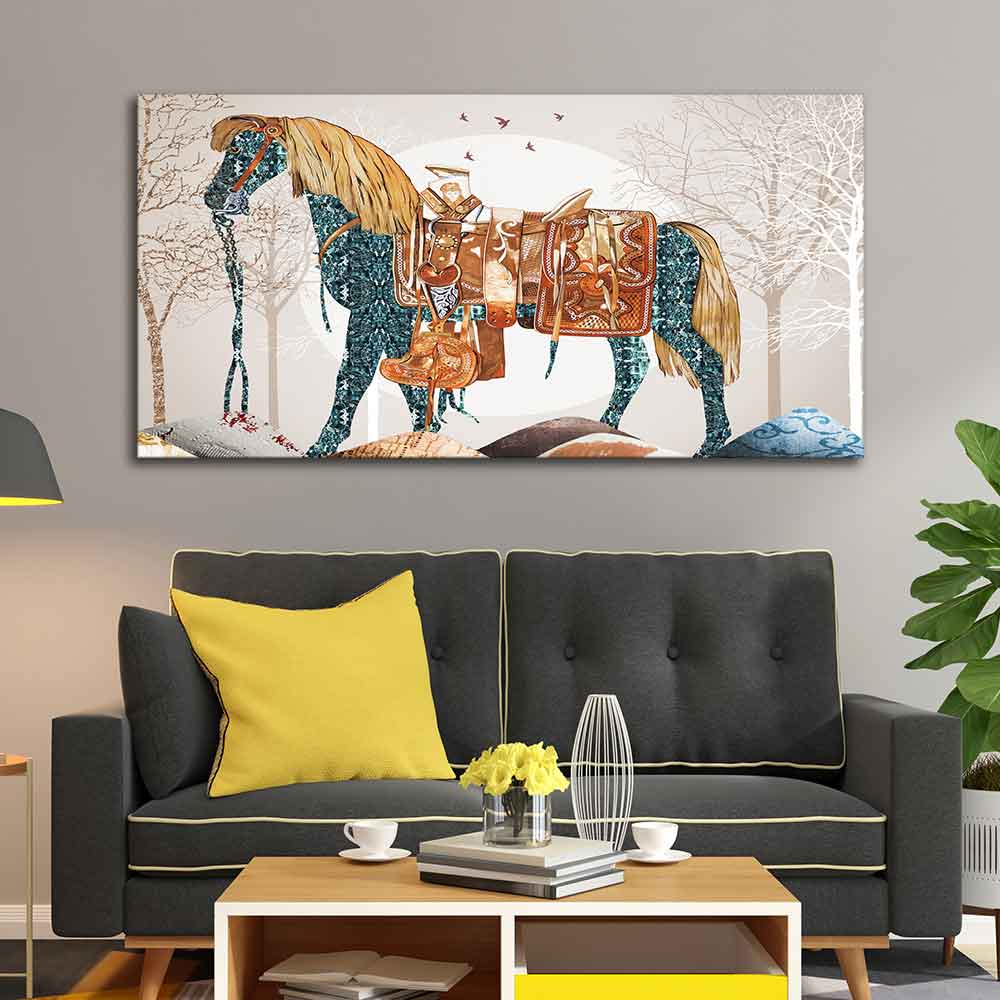 Patterned Horse Wall Art – Classic Premium Painting by Decor Smart