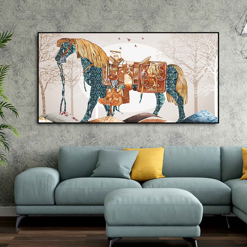 Patterned Horse Wall Art – Classic Premium Painting by Decor Smart