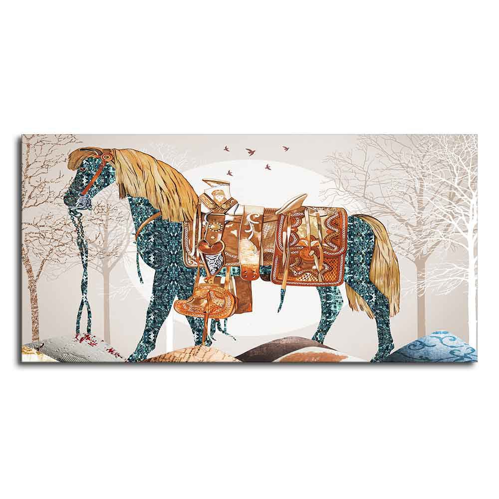 Patterned Horse Wall Art – Classic Premium Painting by Decor Smart