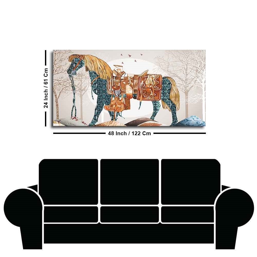 Patterned Horse Wall Art – Classic Premium Painting by Decor Smart