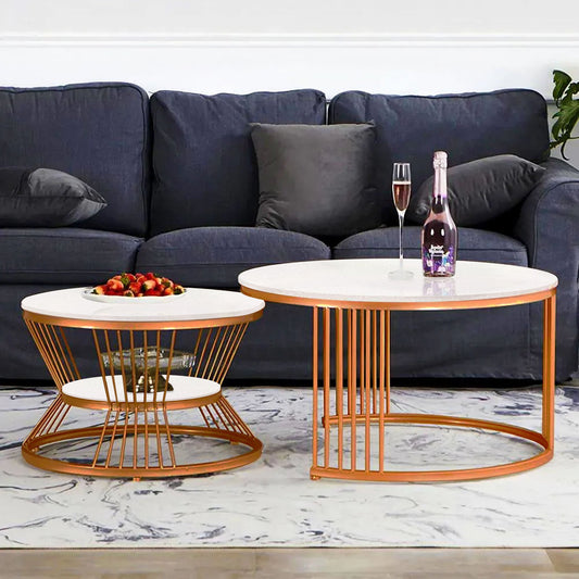 Classic Style Complementing Copper Coffee Table Set of 2 - Decor Smart