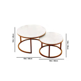 Classic Style White Round Coffee Table Set of 2 - Decor Smart