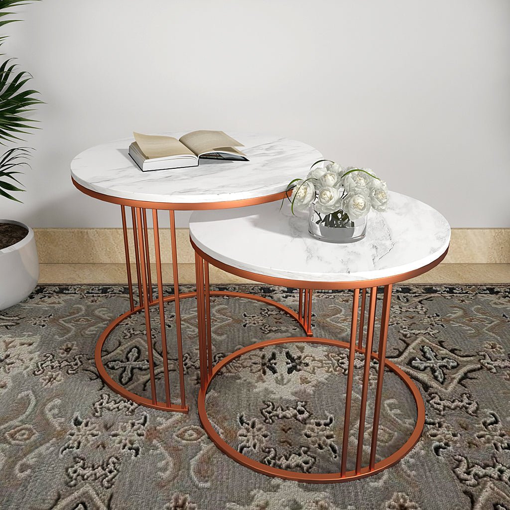 Classic Tethered Copper Nesting Table Set of 2 - Decor Smart