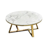 Classic White Hamilton Marble Round Coffee Table Set of 2 - Decor Smart
