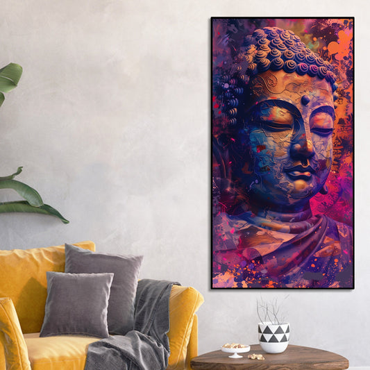 Close up of Lord Buddha Statue Canvas Wall Painting - Decor Smart