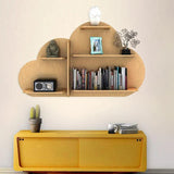 Cloud Shape Backlit Designer Wooden Wall Shelf / Book Shelf / Night Light, Light Oak Finish - Decor Smart