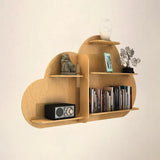 Cloud Shape Backlit Designer Wooden Wall Shelf / Book Shelf / Night Light, Light Oak Finish - Decor Smart
