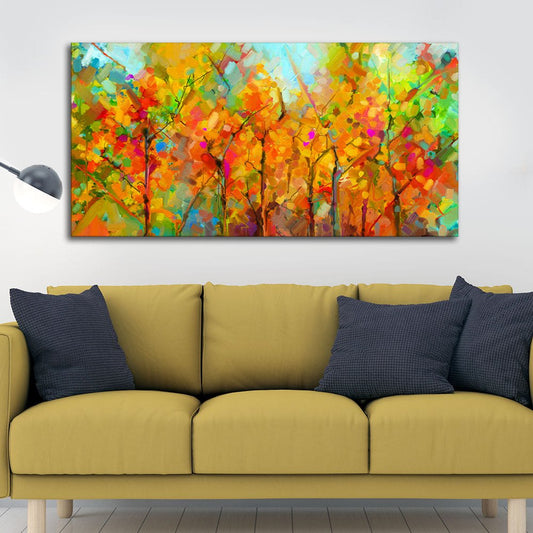 Colorful Abstract Art of Trees Canvas Wall Painting - Decor Smart