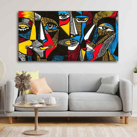 Colorful Abstract Faces Premium Canvas Wall Painting - Decor Smart