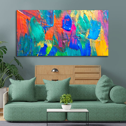 Colorful Brush Strokes Abstract Art Canvas Wall Painting - Decor Smart
