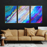 Colorful Ink Floating Canvas Wall Painting Set of Three - Decor Smart