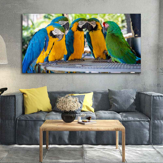 Colorful Mascaw Parrots Canvas Wall Painting - Decor Smart