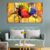 Colorful Parrot Abstract Art Canvas wall Painting of Five Pieces - Decor Smart