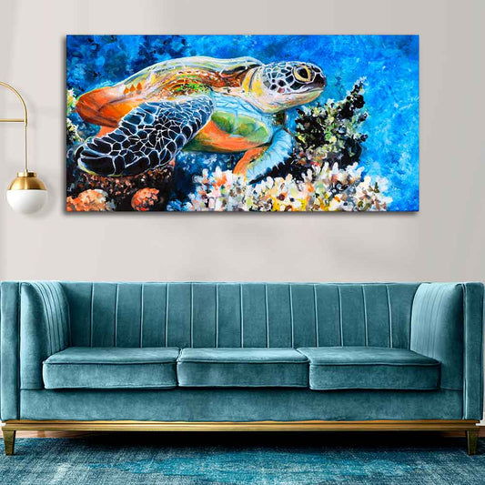 Colorful Turtle Canvas Wall Painting - Decor Smart