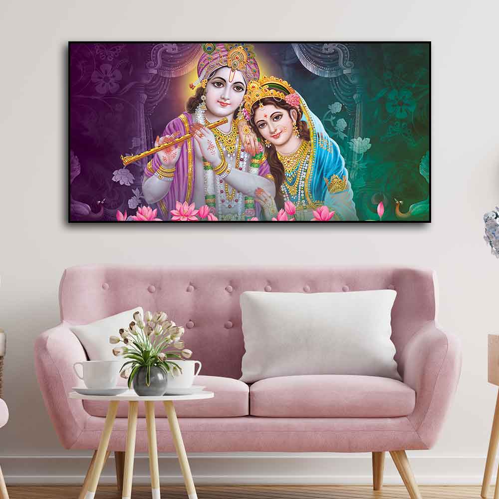 Colorful Wall Painting of Lord Radha Krishna - Decor Smart