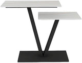 Contemporary 2 Tier White Marble Black Console Table - Decor Smart