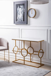 Contemporary Console Table in Geometric Pattern Design - Decor Smart