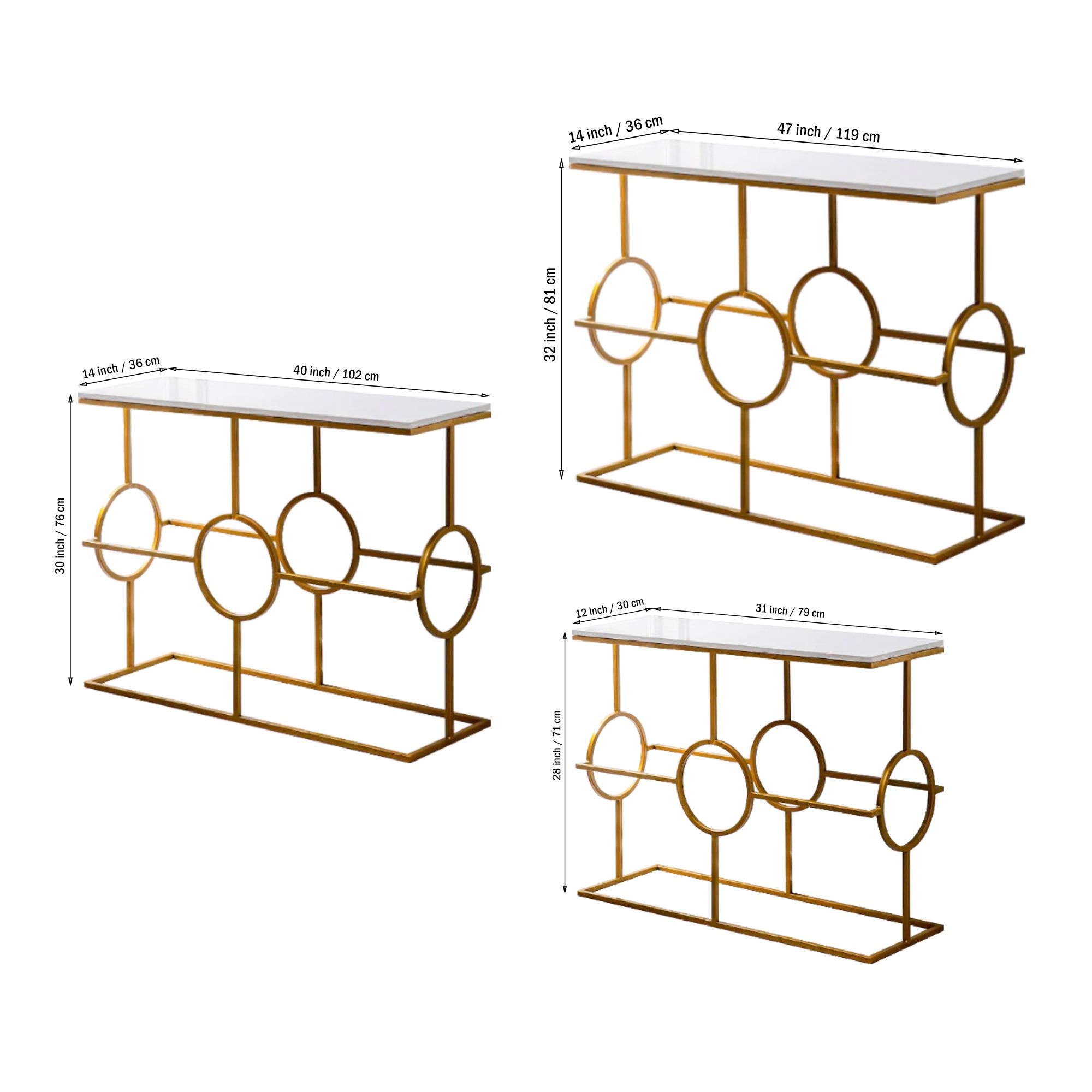 Contemporary Console Table in Geometric Pattern Design - Decor Smart