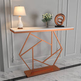 Contemporary Copper Finish Console Table In Hexagonal Design - Decor Smart