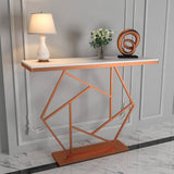Contemporary Copper Finish Console Table In Hexagonal Design - Decor Smart