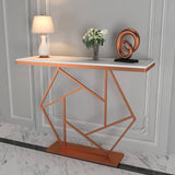 Contemporary Copper Finish Console Table In Hexagonal Design - Decor Smart