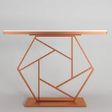 Contemporary Copper Finish Console Table In Hexagonal Design - Decor Smart
