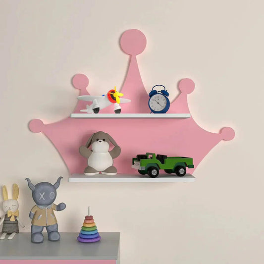 Crown Shape Wooden Wall Storage Shelf for Kids - Decor Smart