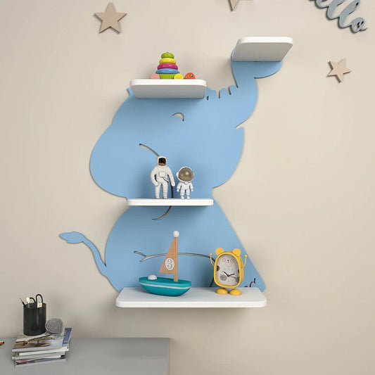 Cute Little Elephant Shape Wooden Wall Shelf for Kids - Decor Smart